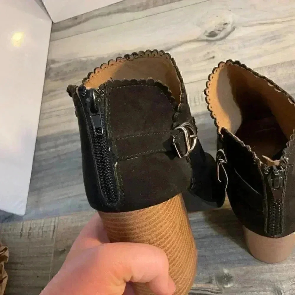Maurice black peep toe black ankle boots size 8.5 - Picture 10 of 16